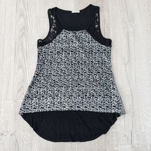 NWOT Love On Tap black & silver sequin tank top